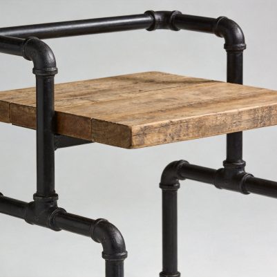 Industrial Iron And Wood Rectangular Side Table